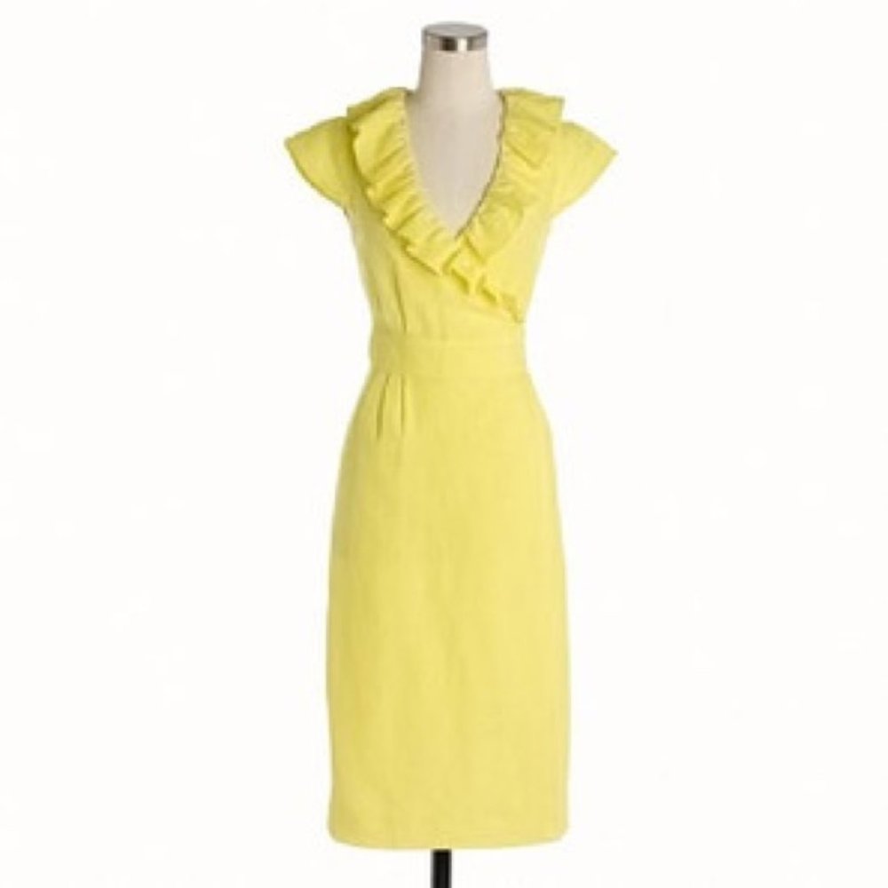 J. Crew Portico yellow linen wrap dress 2